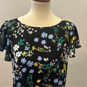 Black Blouse with Colorful Floral Print